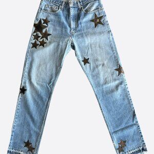 Chrome Hearts Blue & Camo Star Patch Jeans